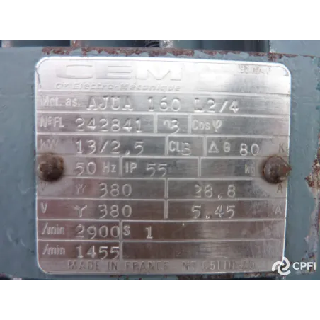 POMPE CENTRIFUGE APV-SPX TYPE PUMA 2,3,11 13 KW