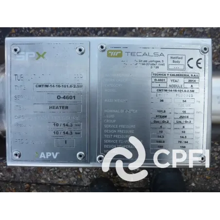 ECHANGEUR TUBULAIRE APV-SPX-TECALSA