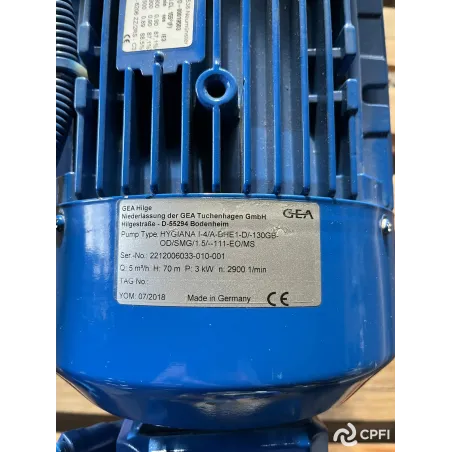 POMPE CENTRIFUGE GEA-HILGE TYPE HYGIANA 3 KW